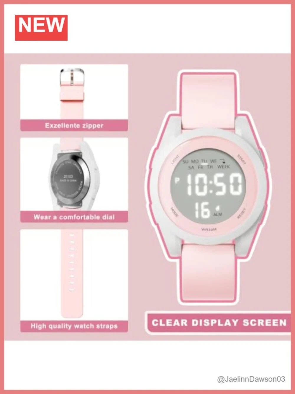 Water Resistant Digital Sports Watch with EL Backlight